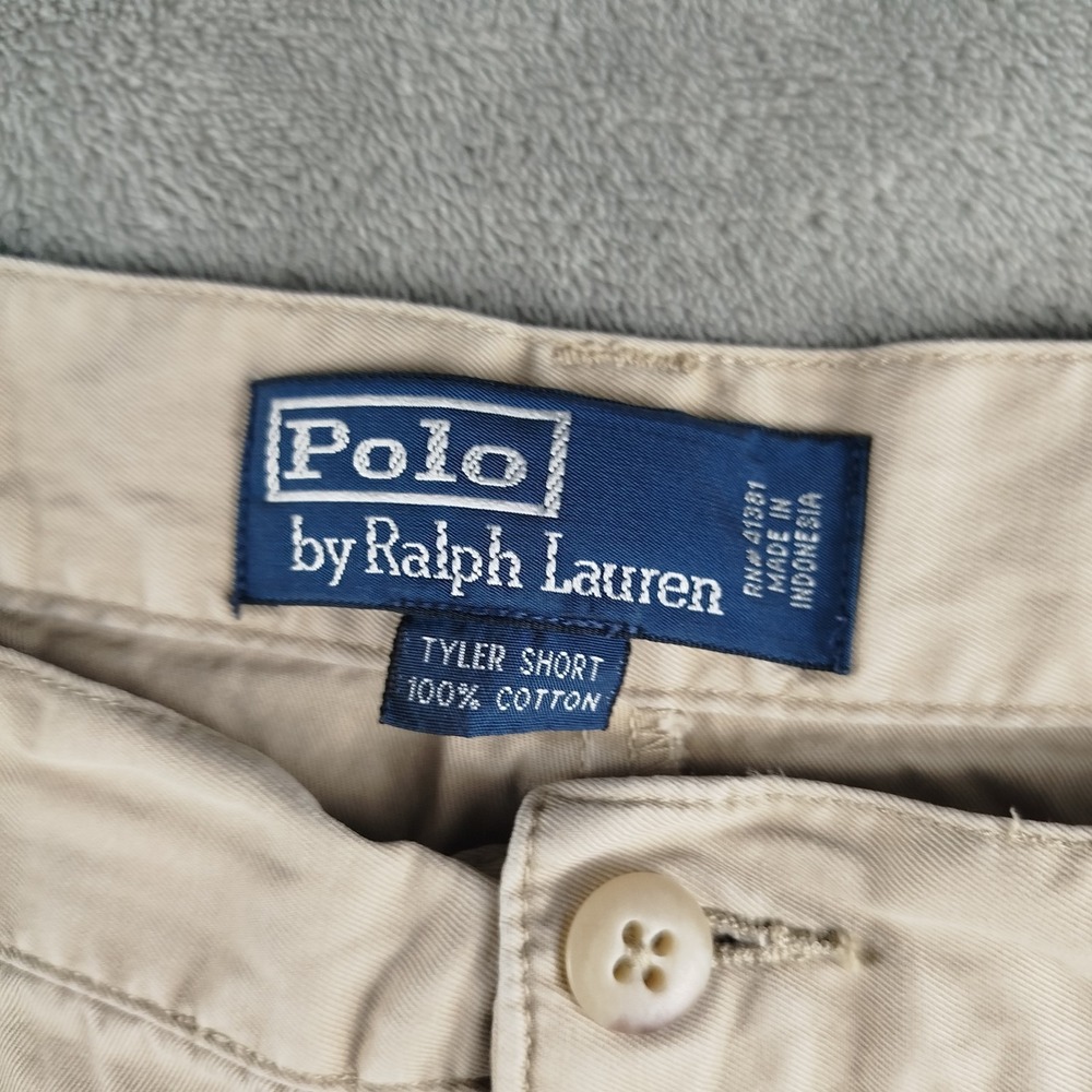 Vintage Polo Ralph Lauren Mens 40 Tyler Shorts Khaki Beige Chino Pleated‎ - Picture 3 of 9